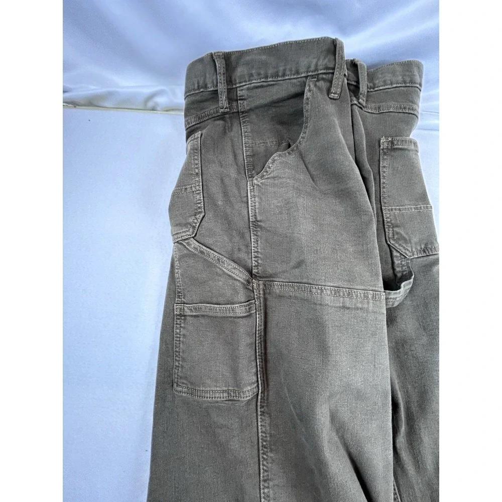 OLD Navy Straight Built In Flex Carpenter Pants Mens 48x30 NWT Brown Double Knee